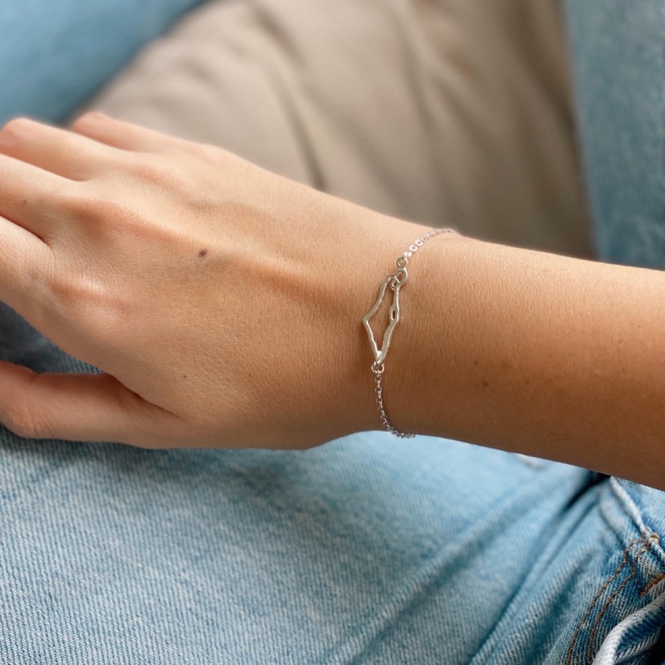 צמיד מסגרת מפה כסף