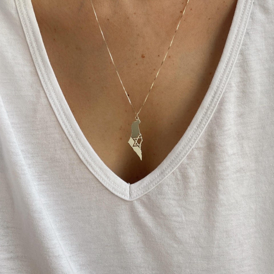  שרשרת מפה ומגן דוד זהב 14K