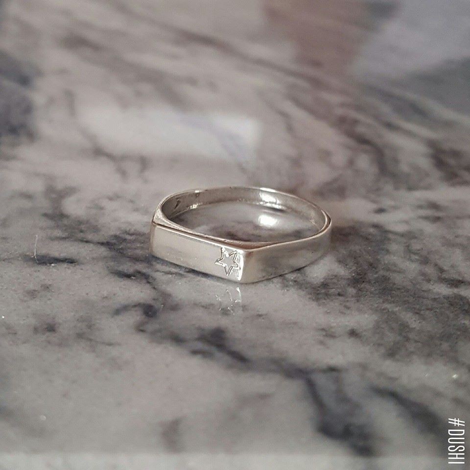 טבעת מלבן כסף