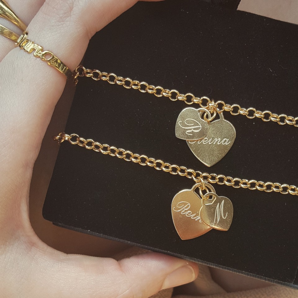  צמיד לבבות זהב