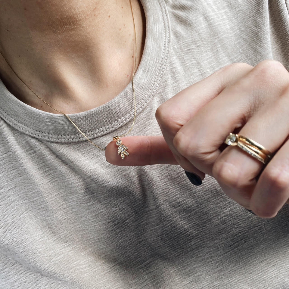 שרשרת ילדים שיבוץ זהב 14K