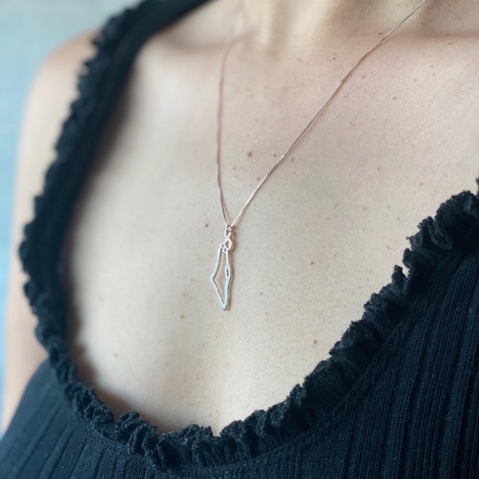  שרשרת מסגרת מפה כסף