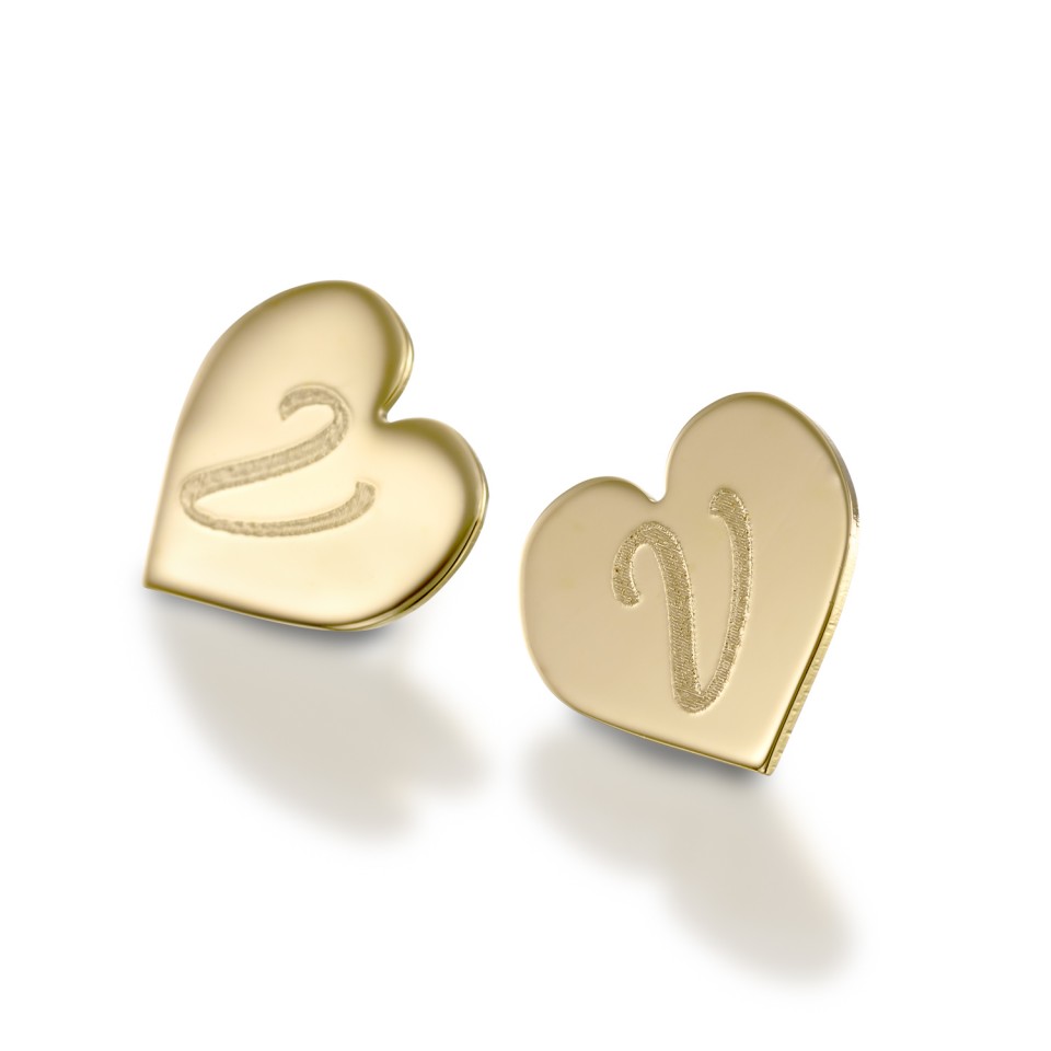 עגילי לב חריטה